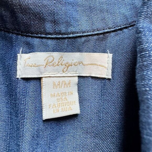 True Religion Women's Blue Sleeveless Button Down Romper Tencel Size M - Picture 9 of 16